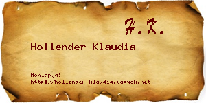 Hollender Klaudia névjegykártya